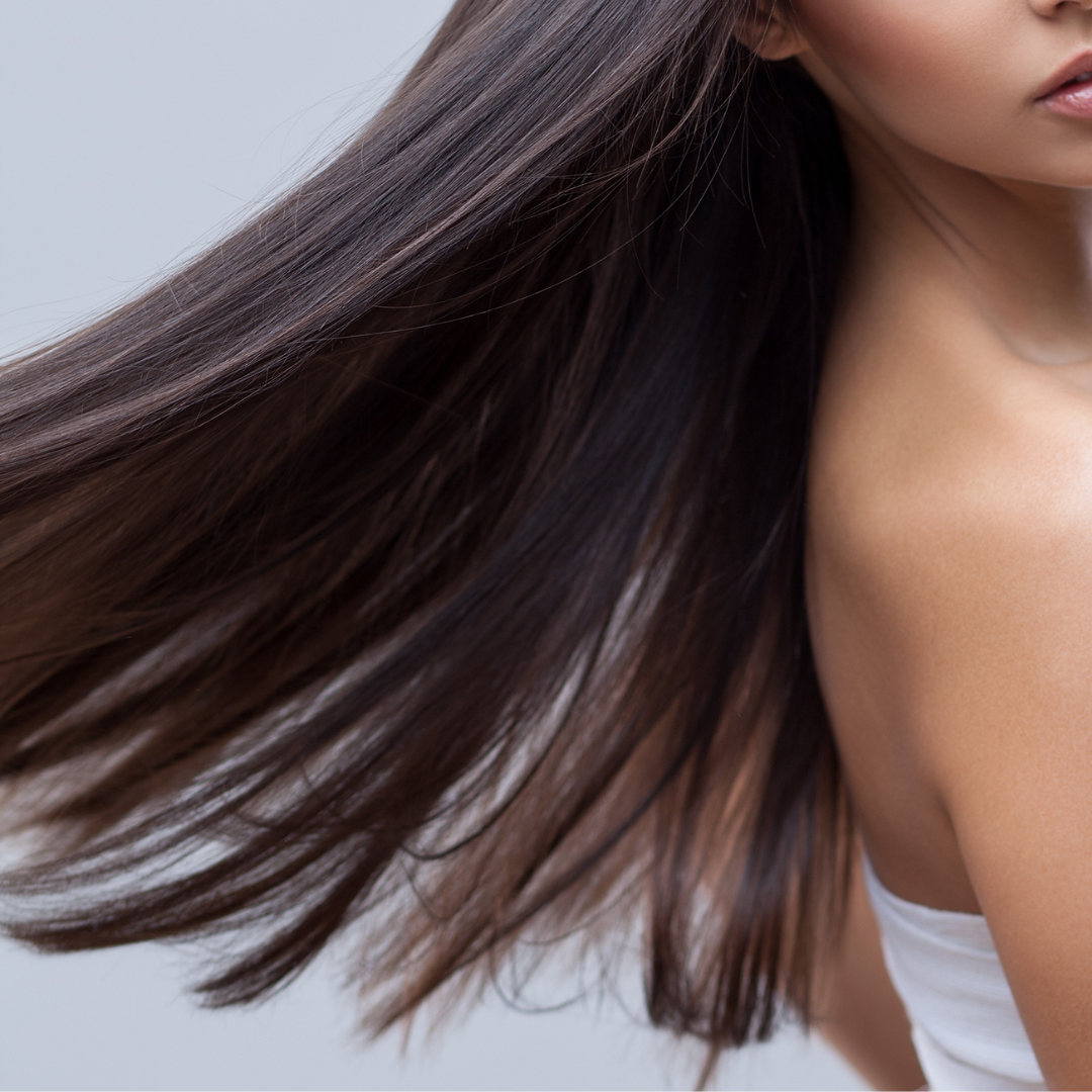 Women with long healthy brown hair